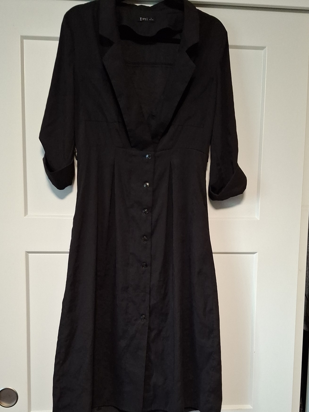 Very J Black Collared Button-Front Dress